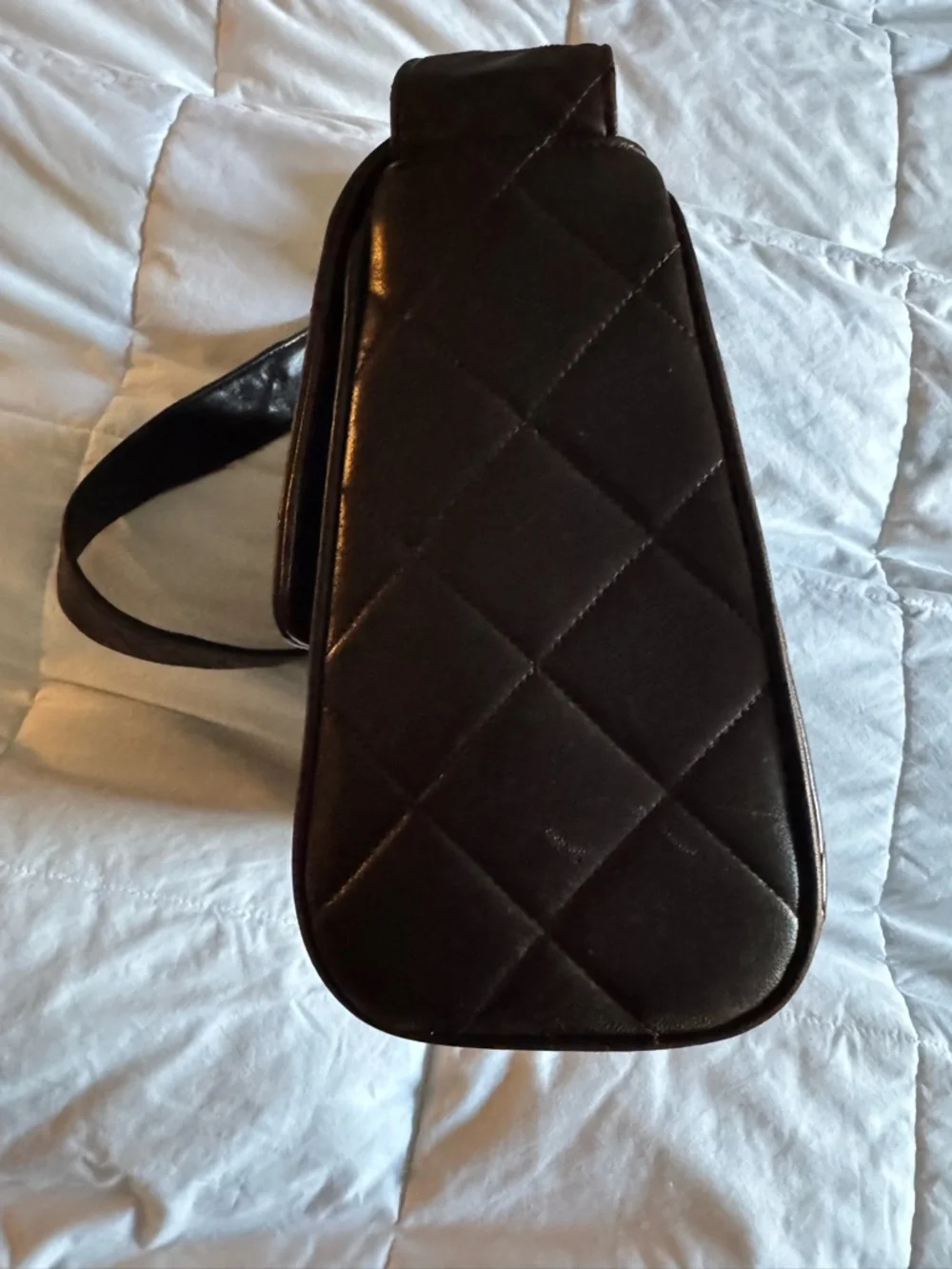 CHANEL Quilted Lambskin Flap Bag in Dark Brown with Gold Hardware - Picture 8 of 9